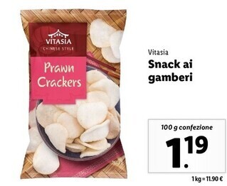 Lidl Vitasia snack ai gamberi offerta