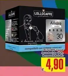 Conté Supermercati Lollo caffè capsule amore assoluto offerta