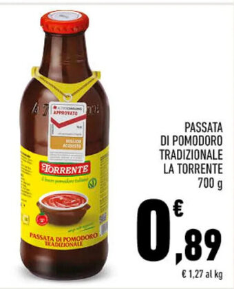 Conad City PASSATA DI POMODORO TRADIZIONALE LA TORRENTE 700 g offerta