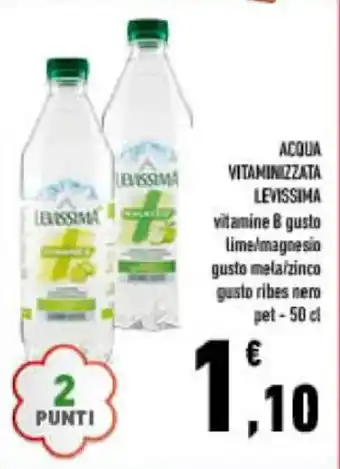 Conad City ACQUA VITAMINIZZATA LEVISSIMA vitamine B gusto lime/magnesio gusto mela/zinco gusto ribes nero pet - 50 cl offerta
