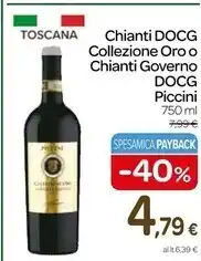 Carrefour Express Piccini chianti docg collezione oro o chianti governo docg offerta