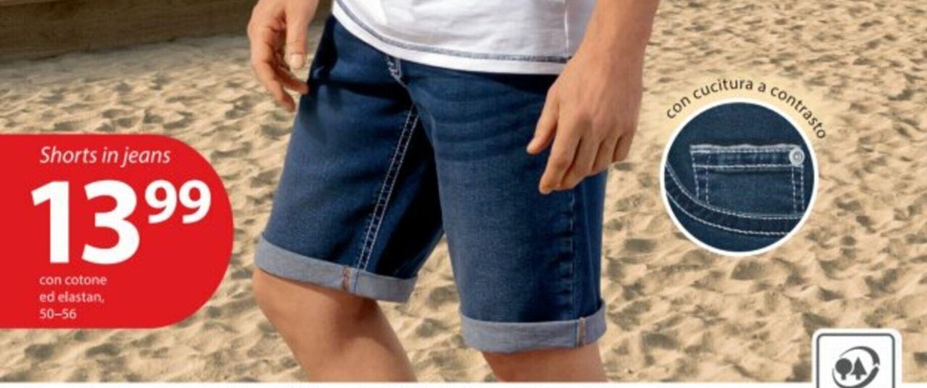 NKD Shorts in jeans con cotone ed elastan. 50-56 offerta