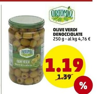 PENNY Ortomio - Olive Verdi Denocciolate In Salamoia 250 G(ml) offerta