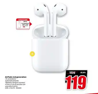 MediaWorld AirPods 2nd generation offerta