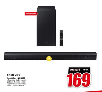 MediaWorld SAMSUNG Soundbar HW-B550 offerta