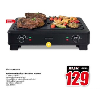 MediaWorld Rowenta Barbecue elettrico Smokeless KG9008 offerta
