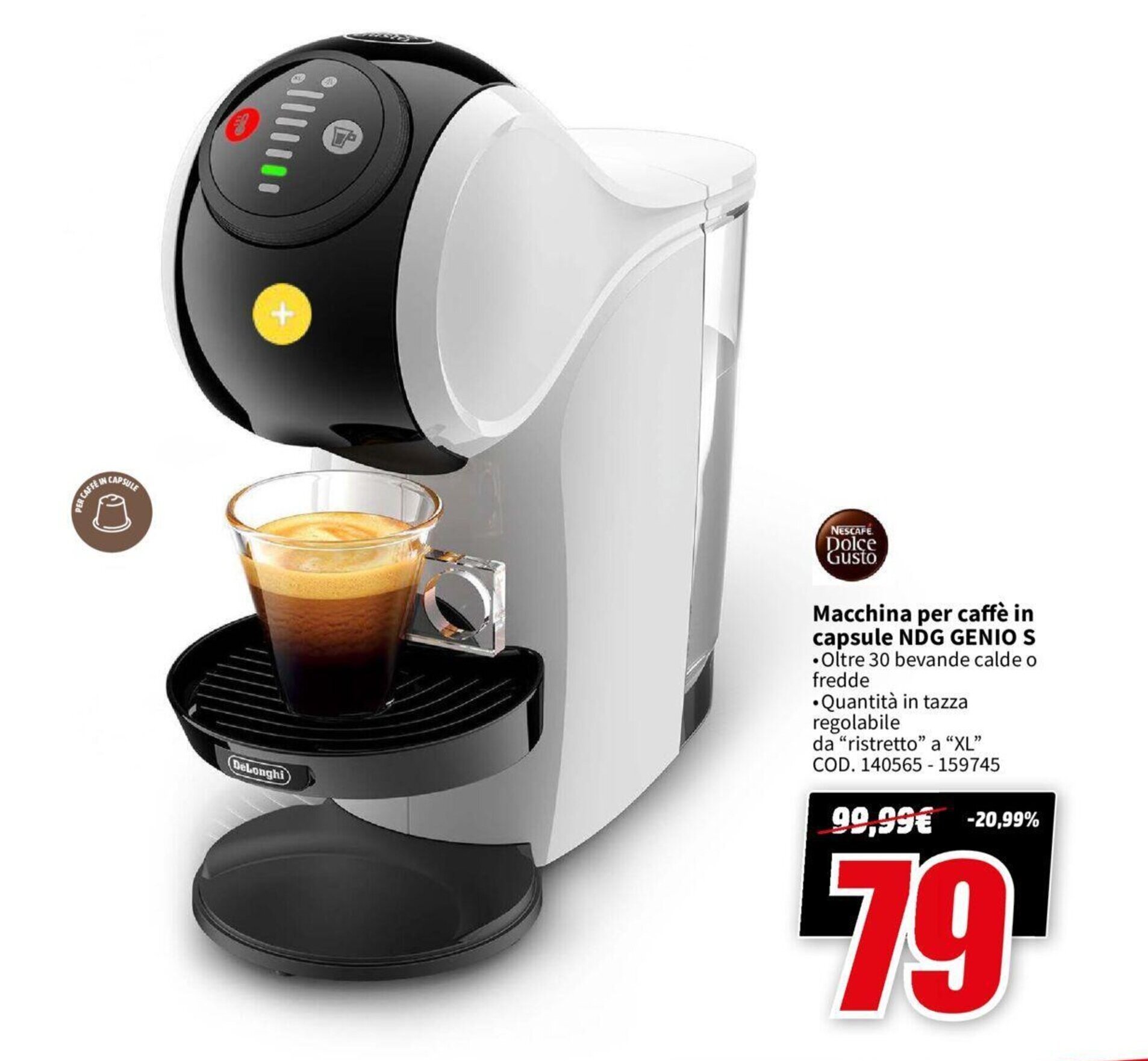 MediaWorld Macchina per caffè in capsule NDG GENIO S offerta