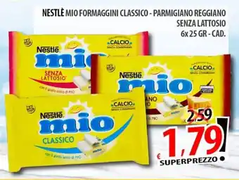 Il Genio Supermercato NESTLÈ MIO FORMAGGINI CLASSICO - PARMIGIANO REGGIANO SENZA LATTOSIO 6x 25 GR-CAD. offerta