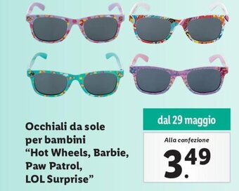 Occhiali da sole per bambini "Hot Wheels, Barbie, Paw Patrol, LOL Surprise"