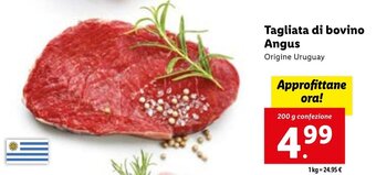 Lidl Tagliata di bovino Angus 200 g confezione offerta