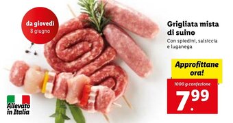 Lidl Grigliata mista di suino 1000 g confezione offerta