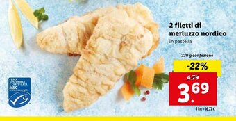 Lidl 2 filetti di merluzzo nordico 220 g confezione offerta