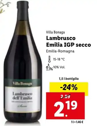 Lidl Lambrusco Emilia IGP secco 1,5 l bottiglia offerta