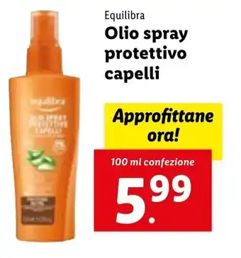 Lidl Equilibra Olio spray protettivo capelli 100 ml confezione offerta