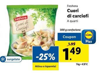 Lidl Freshona Cuori di Carciofi 300 g confezione offerta