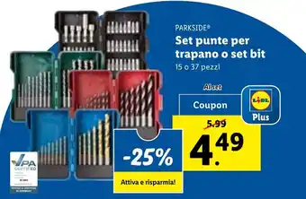 Lidl Set punte per trapano o set bit 15 o 37 pezzi offerta