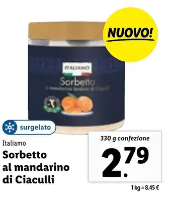 Lidl Italiamo Sorbetto al mandarino di Ciaculli 330 g confezione offerta