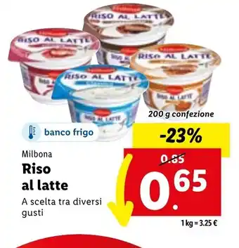 Lidl Riso al latte 200 g confezione offerta