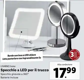 Lidl Specchio a LED per il trucco Specchio girevole a 360° Batterie incluse offerta