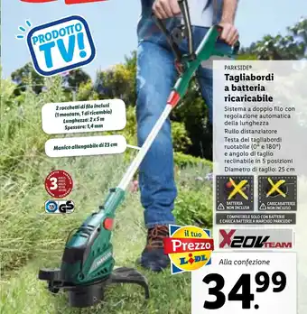 Lidl Tagliabordi a batteria ricaricabile 25cm offerta