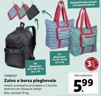 Zaino o borsa pieghevole 20 L