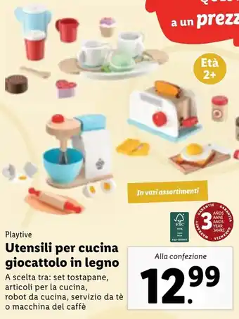 Lidl Utensili per cucina giocattolo in legno offerta