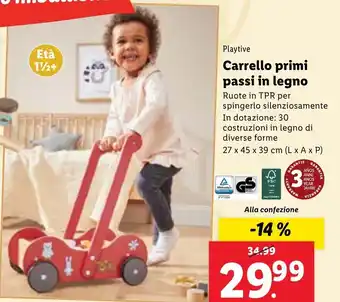 Carrello primi passi in legno 27 x 45 x 39 cm (L x A x P)
