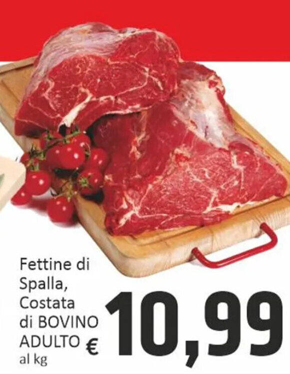 Paghi Poco Fettine di Spalla, Costata di BOVINO ADULTO € al kg offerta