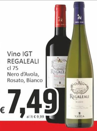 Vino IGT REGALEALI cl 75 Nero d'Avola, Rosato, Bianco