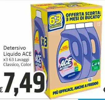 Detersivo Liquido ACE x3 63 Lavaggi Classico, Color