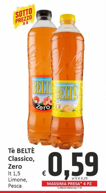 Paghi Poco Tè BELTÈ Classico, Zero It 1,5 Limone, Pesca offerta
