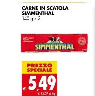 Tigros Simmenthal carne in scatola offerta
