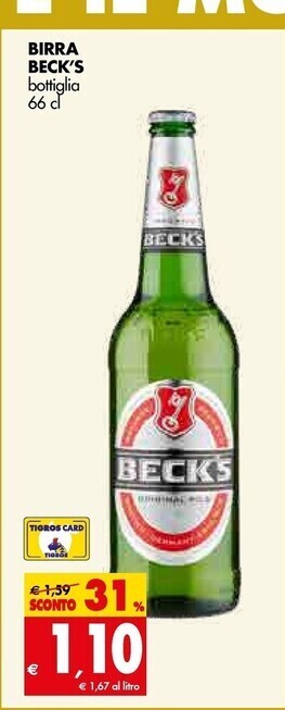 Tigros Becks birra offerta