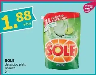 Tigotà Sole detersivo piatti ricarica offerta