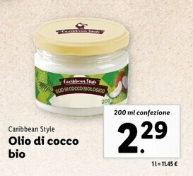 Lidl Caribbean style - olio di cocco bio offerta