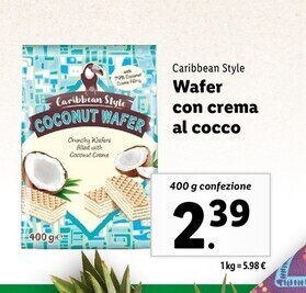 Lidl Caribbean style - wafer con crema al cocco offerta