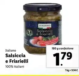 Lidl Italiamo salsiccia e friarielli offerta