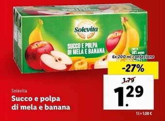 Lidl Solevita succo e polpa di mela e banana offerta