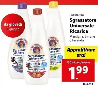 Lidl Chanteclair sgrassatore universale ricarica offerta