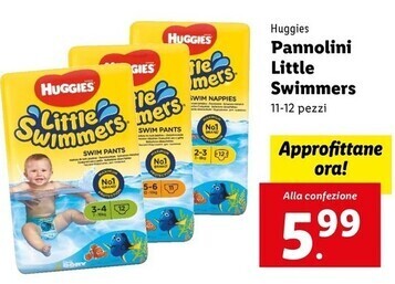 Lidl Huggies pannolini little swimmers offerta