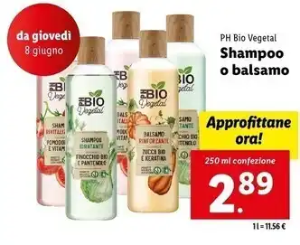 Lidl Ph bio vegetal - shampoo o balsamo offerta