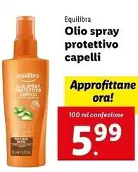 Lidl Equilibra olio spray protettivo capelli offerta