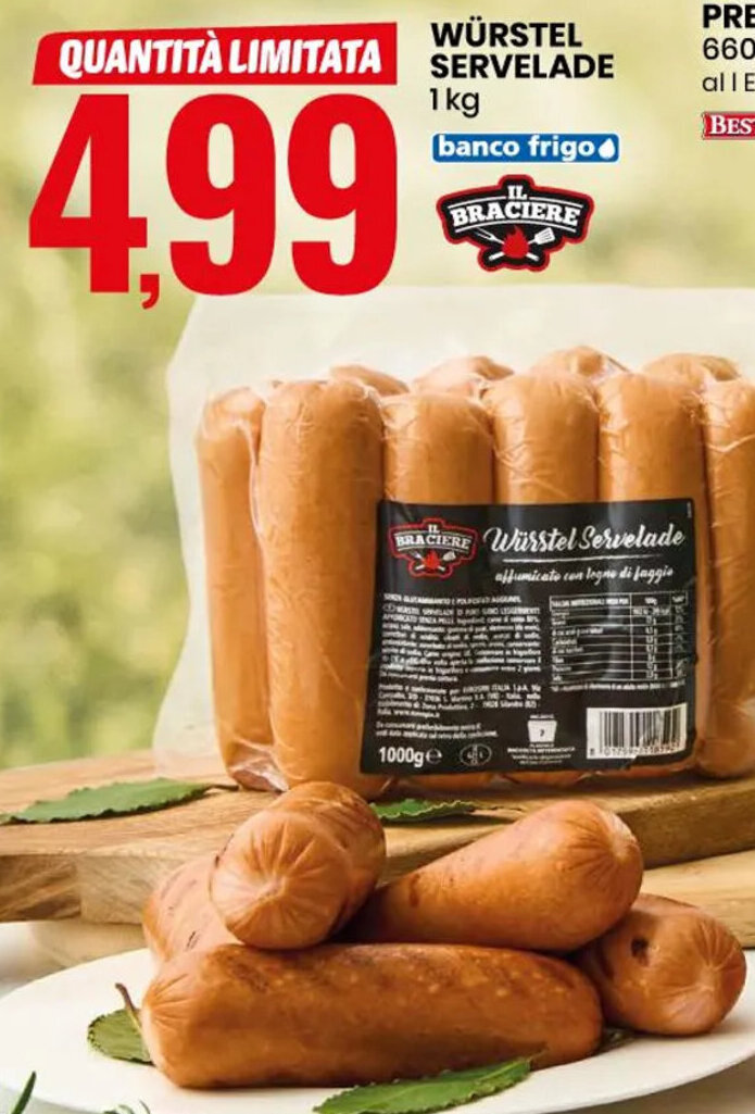 Eurospin IL BRACIERE WÜRSTEL SERVELADE 1 kg offerta
