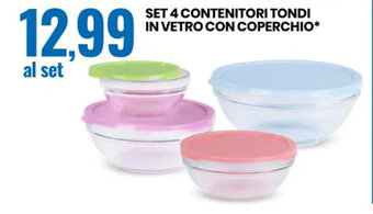 SET 4 CONTENITORI TONDI IN VETRO CON COPERCHIO
