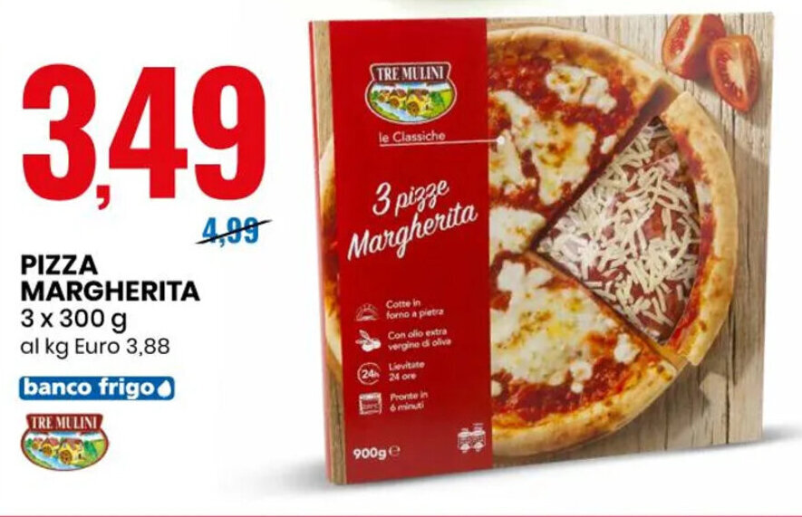 Eurospin TRE MULINI PIZZA MARGHERITA 3 x 300 g offerta