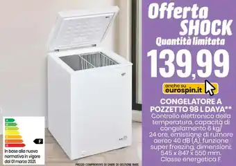 CONGELATORE A POZZETTO 98 L DAYA