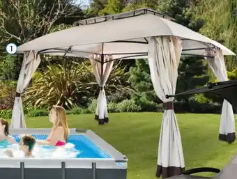 Eurospin GAZEBO RETTANGOLARE CON DOPPIO TETTO E TENDE LATERALI offerta