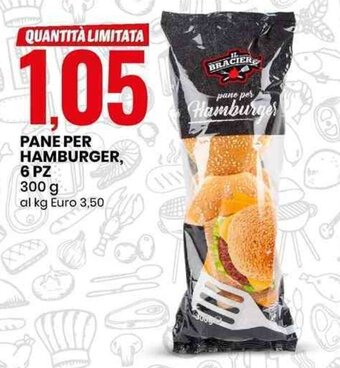 Eurospin PANE PER HAMBURGER, 6 PZ 300 g offerta