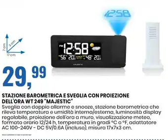 STAZIONE BAROMETRICA E SVEGLIA CON PROIEZIONE DELL'ORA WT 249 "MAJESTIC"