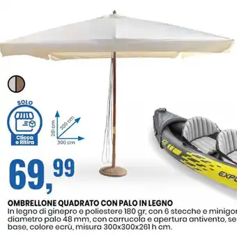OMBRELLONE QUADRATO CON PALO IN LEGNO